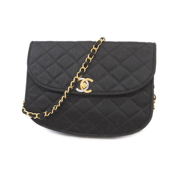 Chanel Matelasse Paris Limited Chain Shoulder Women's Satin Black