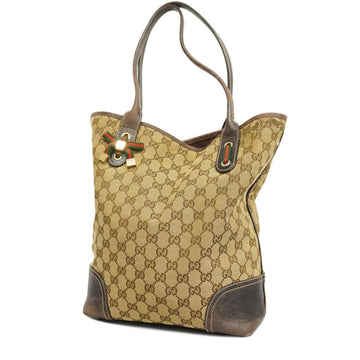 GUCCI Tote Bag GG Canvas Sherry Line Princy 181779 Leather Brown Gold Hardware Women's