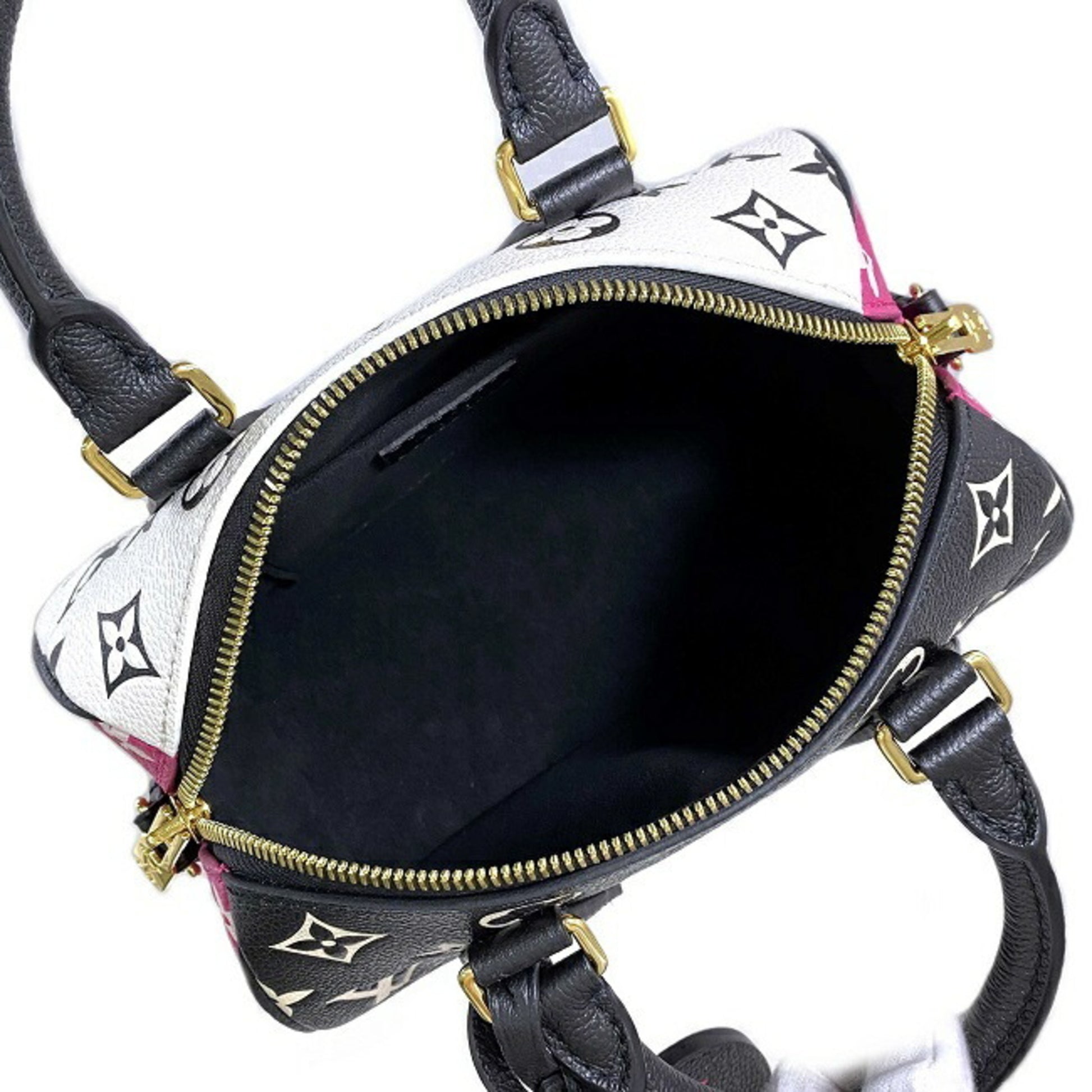 LOUIS VUITTON Speedy 20 Crossbody Bag M46088 Black White Pink