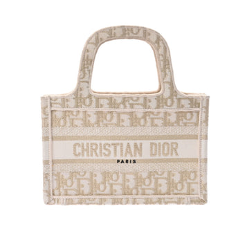 Christian Dior Book Tote Beige Gold Women's Jacquard Handbag