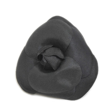 CHANEL camellia corsage pin brooch black
