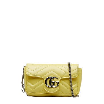 GUCCI GG Marmont Quilted Chain Shoulder Bag 476433 Yellow Leather Women's