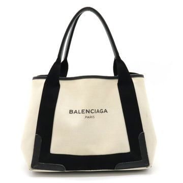 BALENCIAGA Navy Hippo S Tote Bag Handbag Canvas Leather Natural Black Pouch Missing 339933