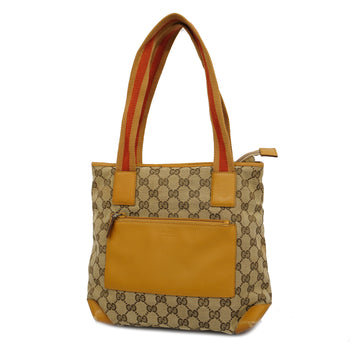 GUCCIAuth  GG Canvas 019 0402 Women's Leather Tote Bag Beige