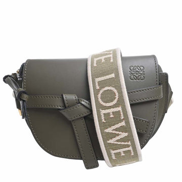 LOEWE Leather Gate Dual Shoulder Bag Khaki Ladies