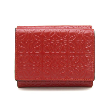 LOEWE Repeat Anagram Women's Patent Leather Wallet [tri-fold] Red Color