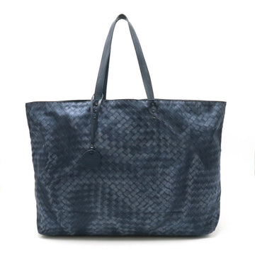 BOTTEGA VENETA Intreccio Lusion Tote Bag Shoulder Nylon Leather Blue