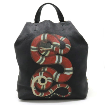 GUCCI Snake Print Backpack Rucksack Leather Black Red 451000