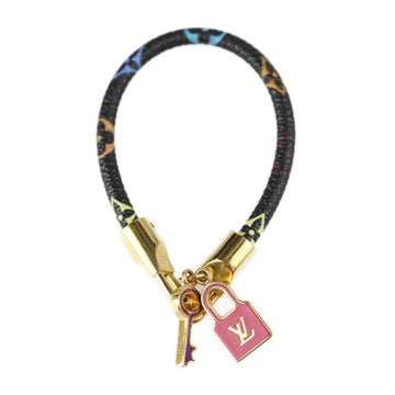 LOUIS VUITTON Brasserie Rackit Bracelet M6603F Monogram Multicolor Noir Black Gold Hardware Padlock Key Motif