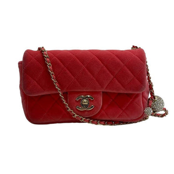 CHANEL Coco Ball Matelasse Single Flap Chain Shoulder Bag Pink Women's