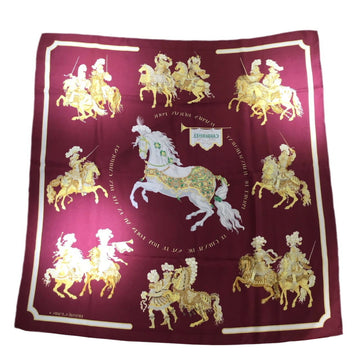 HERMES Carre 90 CARROUSEL merry-go-round scarf silk collar accessories Bordeaux red yellow white women's men's