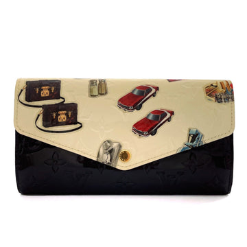 LOUIS VUITTON Portefeuille Sarah Sticker Design M50371 Long Wallet Monogram Vernis Black Women's