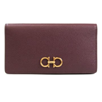 Salvatore Ferragamo Gancini 22d779-0726511 Women's Leather Long Wallet (bi-fold) Wine