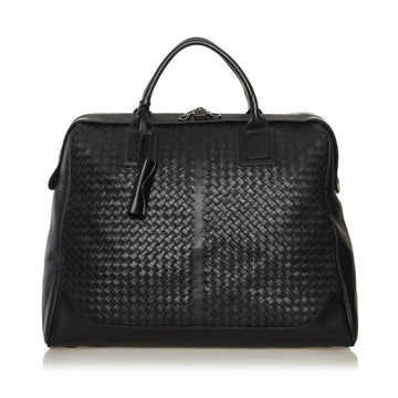 Bottega Veneta Intrecciato Boston Bag Black Leather Men BOTTEGAVENETA