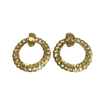 CHANEL Vintage Coco Mark Logo 93P Hoop Earrings Ear Cuff Accessories Gold 23344