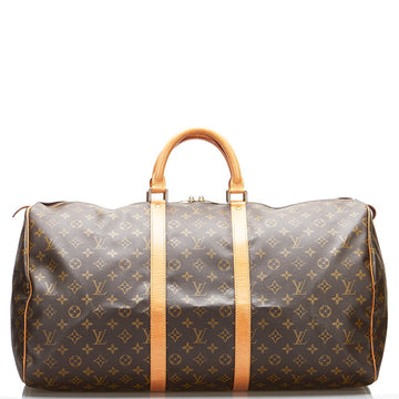 Louis Vuitton Monogram Keepall 55 Boston Bag M41424 Brown PVC Leather Ladies LOUIS VUITTON