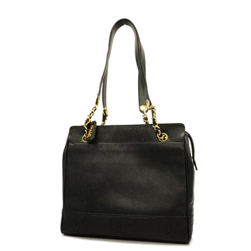 Chanel Triple Coco Chain Shoulder Women's Leather Shoulder Bag Black