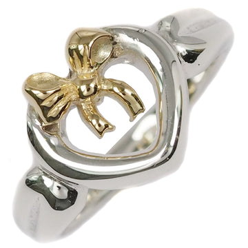 TIFFANY heart ribbon K18 gold x silver 925 ladies ring