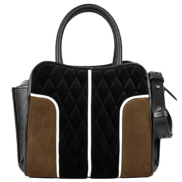 TOD'S Cera shoulder strap handbag black brown leather suede