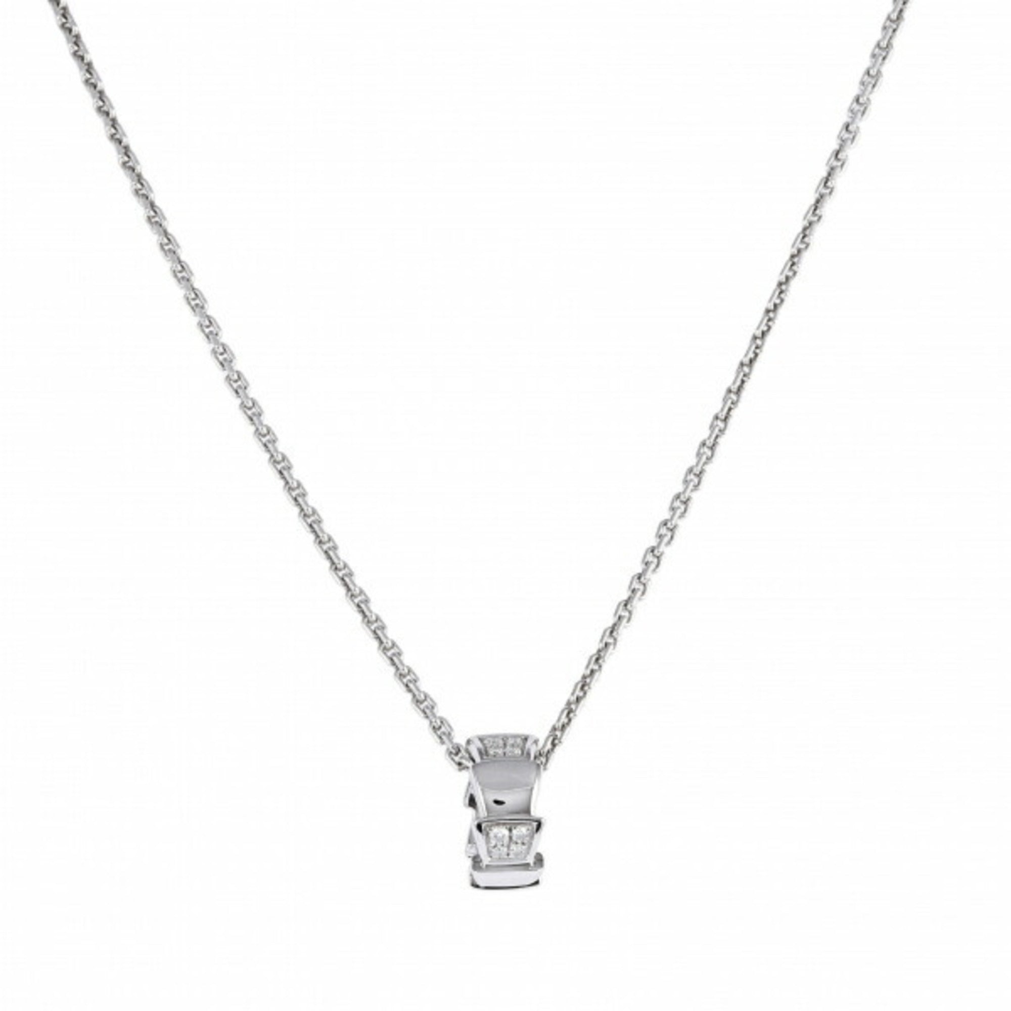 Custom Made Bvlgari Serpenti Viper Necklace in 18K White Gold and Pave Full  Diamonds