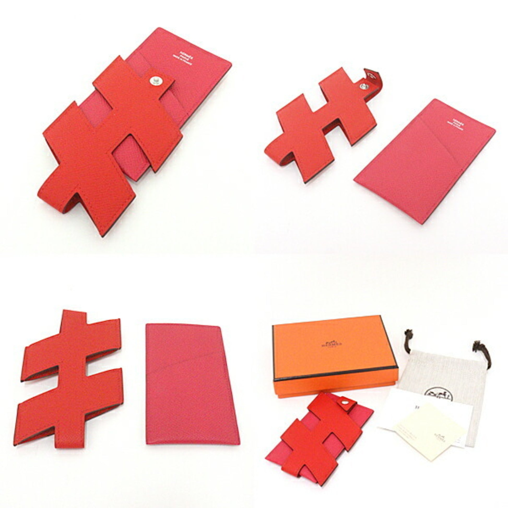 Authenticated Used Hermes HERMES H tag card case Vo Epson Rouge coo x Rose  extreme (pink/red) Y stamp () pass business holder 