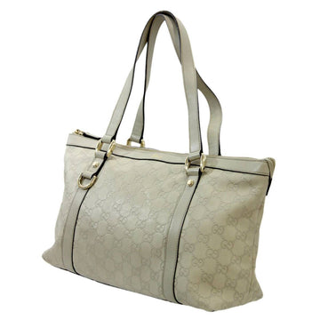 GUCCI Shima GG Abbey Tote Bag Light Gray Leather