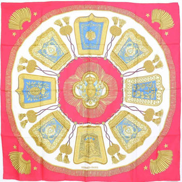 HERMES Scarf Carre 90 Poste et Cavalerie Silk Red/Multicolor Women's