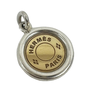 HERMES Serie pendant top K18YG SS yellow gold SV sterling silver 925 logo combination vintage coin medal