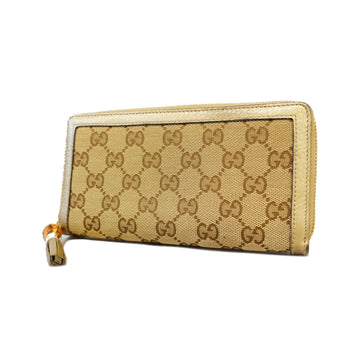 Gucci Bamboo Long Wallet 224253 Women's GG Canvas Beige