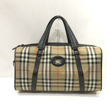 BURBERRY Check Pattern Bag Boston Handbag Ladies