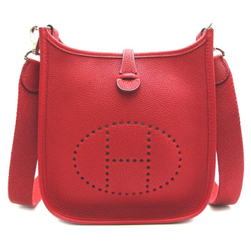 HERMES Evelyn TPM Y engraved women's shoulder bag Taurillon Clemence Rouge Cazac [red] x Silver [palladium] hardware