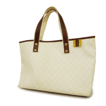 GUCCIAuth  Tote Bag 211134 Women's GG Supreme,Leather Tote Bag Brown,Ivory