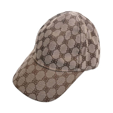 BALENCIAGA GUCCI Collaboration Polyester Nylon Cotton The Hacker Project Cap #L 59cm 680717 Beige Men's