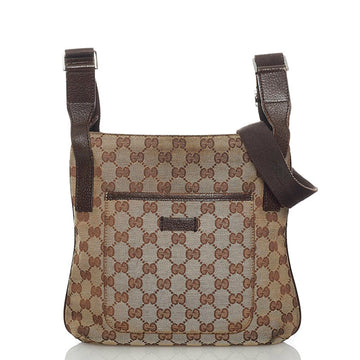 Gucci GG Canvas Shoulder Bag 122793 Beige Brown Leather Ladies GUCCI