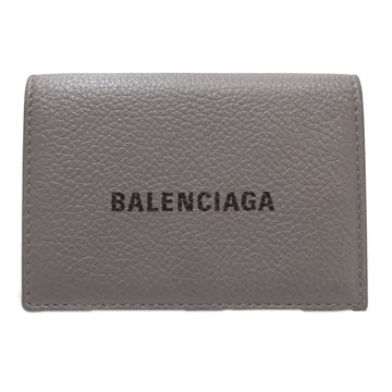 BALENCIAGA Logo Mini Wallet 594312 Trifold Leather Gray 083321