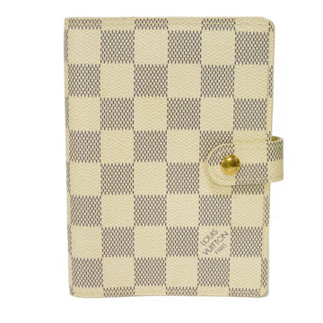 LOUIS VUITTON Notebook Cover Agenda PM Logo White Diary 6 Hole Damier Azur Ivory R20706 Men Women