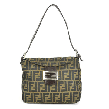 FENDI Shoulder Bag Zucca Canvas/Leather Brown Silver Ladies