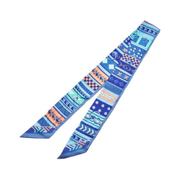 HERMES Twilly Scarf Blue Multicolor Silk Women's