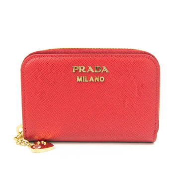 PRADA Leather Card Case Red Color