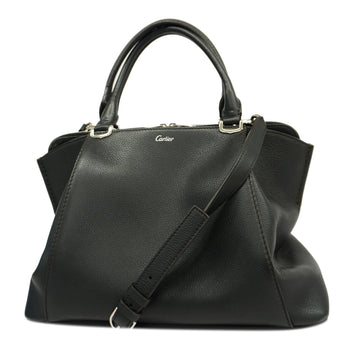 CARTIERAuth  2WAY Bag C De  Women's Leather Handbag,Shoulder Bag Black