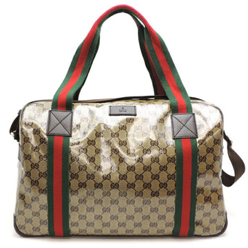 GUCCI Boston Bag Outlet Women's/Men's 374769 GG Crystal Beige/Green x Red Green