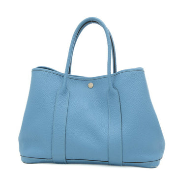 HERMES Garden Party PM Handbag Negonda Turquoise R Engraved