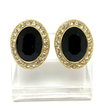 GIVENCHY Blackstone Earrings Rhinestone Gold Black Women's