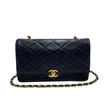 CHANEL Matelasse Lambskin Coco Mark Chain Shoulder Bag Pochette Navy 23521