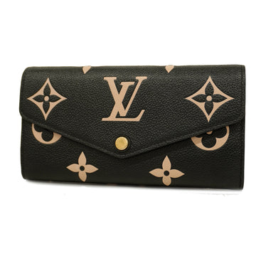 LOUIS VUITTONAuth  Monogram Empreinte M80496 Long Wallet[bi-fold] Beige,Black