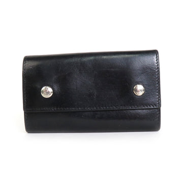 HERMES key case serie leather/metal black/silver unisex