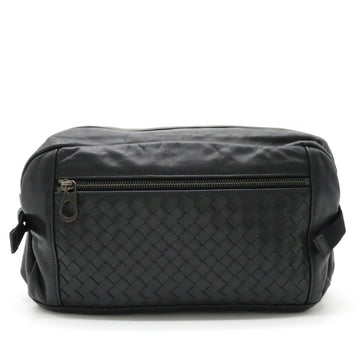 BOTTEGA VENETA Intrecciato Waist Bag Body Leather Black 368899