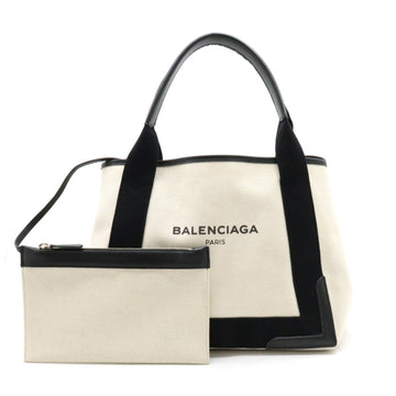 BALENCIAGA navy cover S tote bag handbag canvas leather natural black 339933