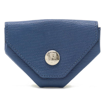 HERMES Le Van Quatre Coin Case Purse Chevre Leather Blue de Plus C engraved