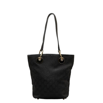 GUCCI GG canvas handbag tote bag 120840 black leather ladies